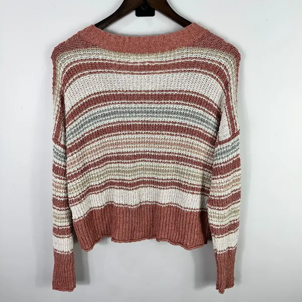 American Eagle Crochet Knit Sweater Womens XS Oversized Earthy Boho 90s Layering - Image 2