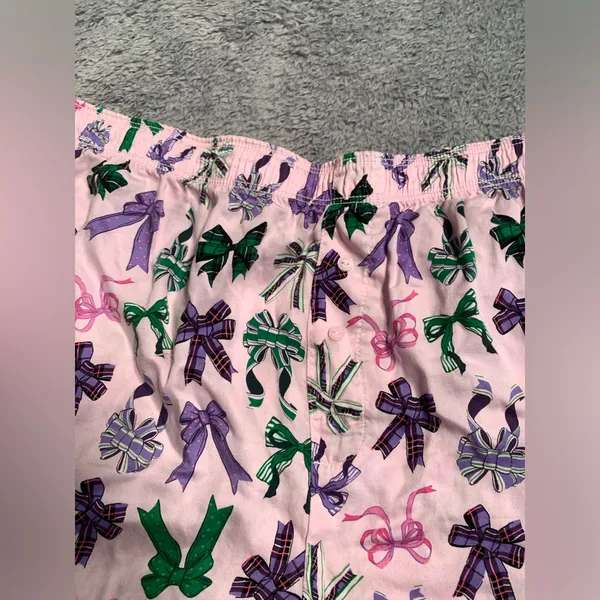 Pink Victoria’s Secret pajama lounge bow pattern Shorts large - Image 4