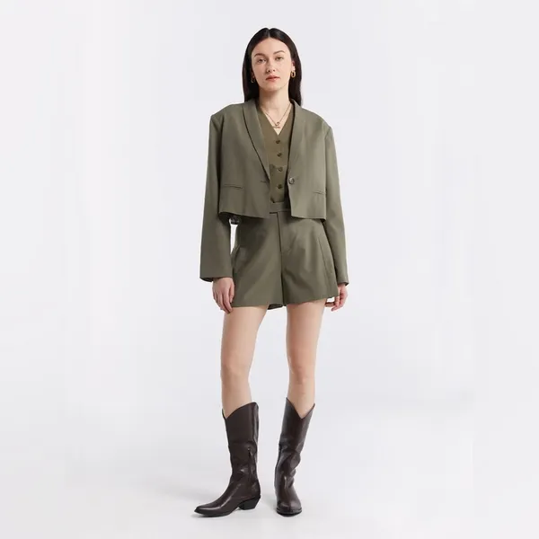 Lattelier SET Olive Green Blazer Short 2 Piece Set‎ Women’s Size S - Image 3