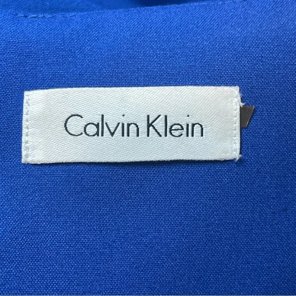 Calvin Klein Royal Blue Sheath Dress Pockets Career Cocktail Drape Neck Sz 2 EUC - Image 7
