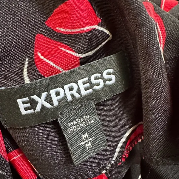 Express Kiss Lips Bodysuit Backless Black Red Medium Silky Valentine's Day Heart - Image 3