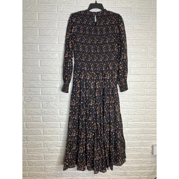 Hill House Home Vivianne The Nap Dress long sleeve black pink women's size small - Image 11