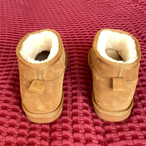 Women’s Sheepskin Suede Mini Boots Tan Size EU 40 (US 9) NEW Never Worn Fur Lined - Image 2