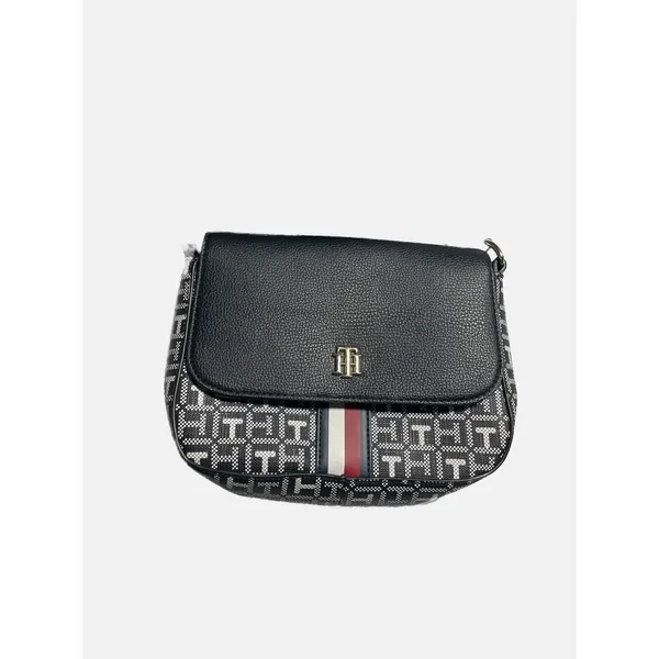 Tommy Hilfiger Crossbody Bag Womens Small Black Monogram‎ Logo Preppy Classic - Image 2