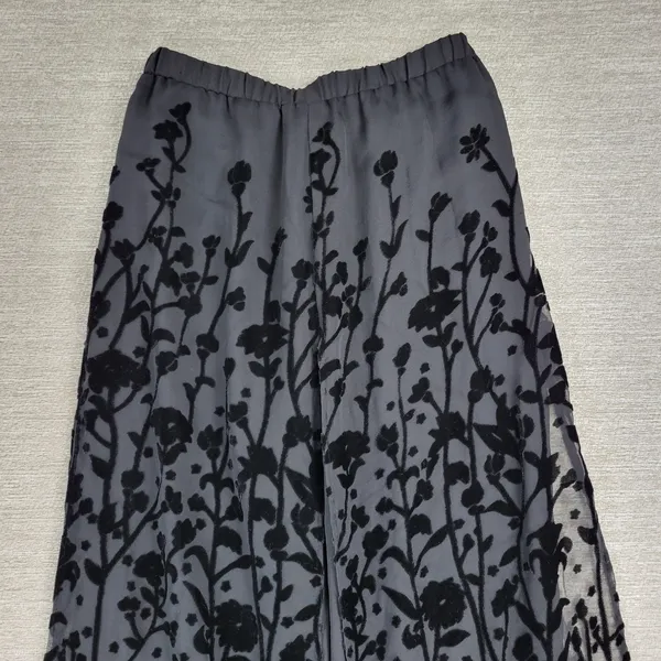 VTG Ronni Nicole Velvet Burnout Wide Leg Pants M Black Sheer Holiday Party - Image 13