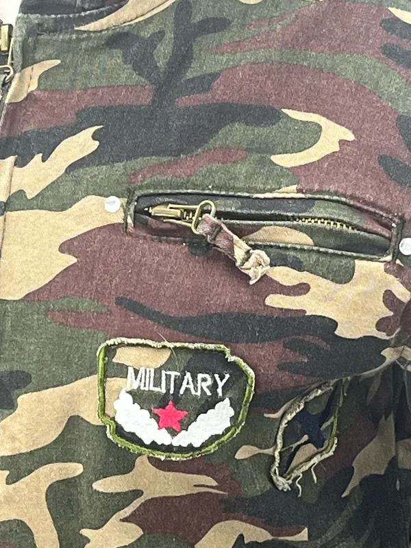 Sister Moses RosyLovi's Womens Full Zip Military Patches Flag Hoodie Jacket XL - Image 3