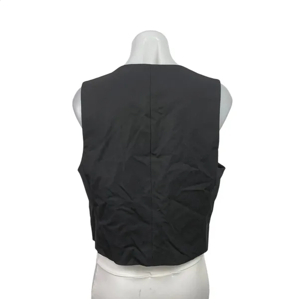 NEW Zara Women's Black Sleeveless V Neck Button Down Cropped Vest Top Size L - Image 3