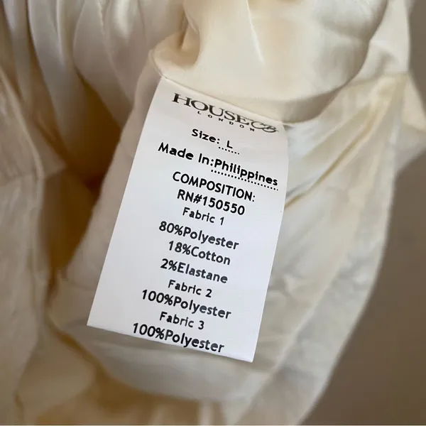 House of CB 'Cherelle' Ivory Jacquard Puff Sleeve Dress size Large NWOT‎ - Image 11