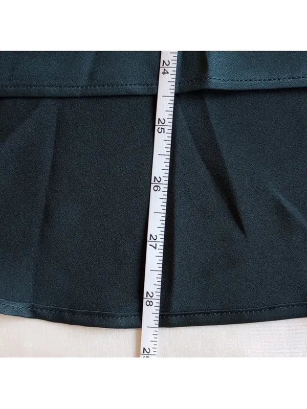 Abercrombie & Fitch Satin A-Line Flare High Low Midi Skirt XXSP Green Side Slit - Image 5