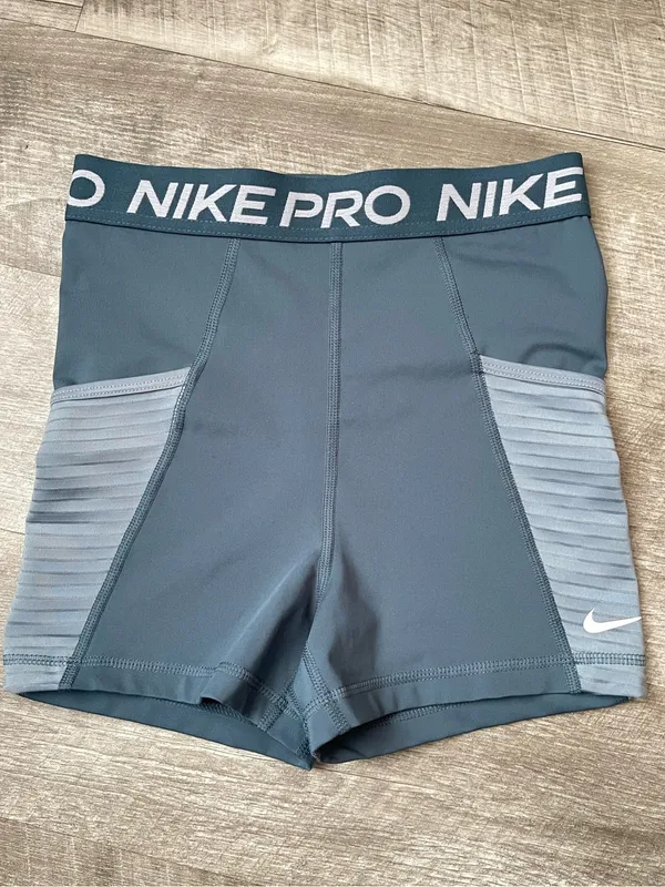 Nike Pro Women's Slate Blue High-Waist Athletic Shorts - Image 4