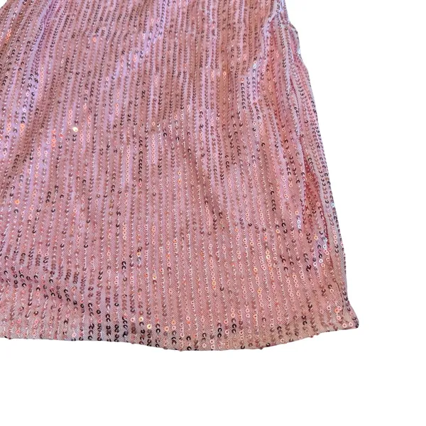 Just Quella Pink Sequin Mini Dress Cutout Spaghetti Strap Cocktail Small NWT - Image 4