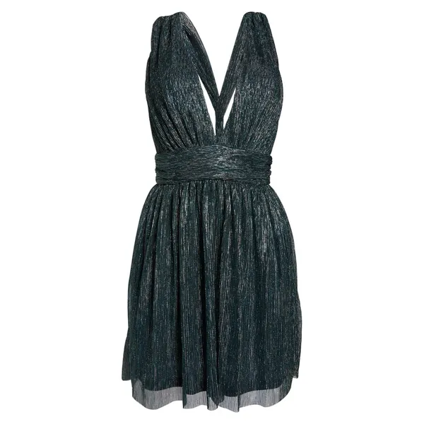 Lulus Ailey Gold and Teal Blue Skater Mini Dress Teal Blue M NWT - Image 7