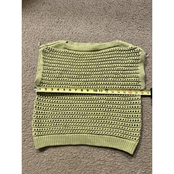 Broadway Crochet Tank Top - Women's Medium, Sage Cotton Blend - Image 11