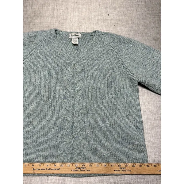 Vintage Women LL Bean‎ Wool Mohair Blend Green Sweater Chunky Medium Hong Kong - Image 3