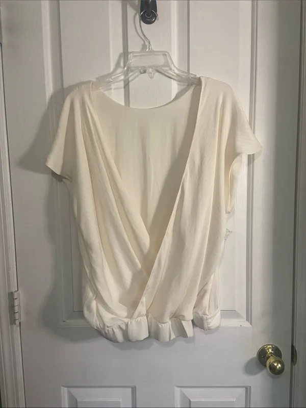 Women's Cream Short-Sleeve Blouse - Casual Easycare Top - Image 4
