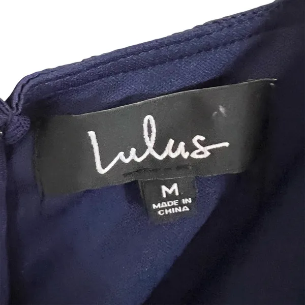 NWT Lulus Sleek Sensation Navy Blue Jacquard Floral Satin Jumpsuit Size Medium - Image 7