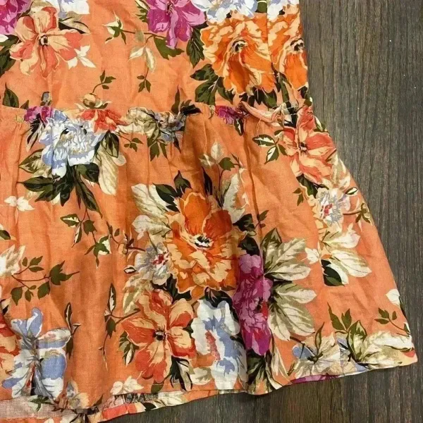 Rachel Roy Floral Paperbag Waist Skirt Orange Summer‎ Boho Chic Belted F11 - Image 7