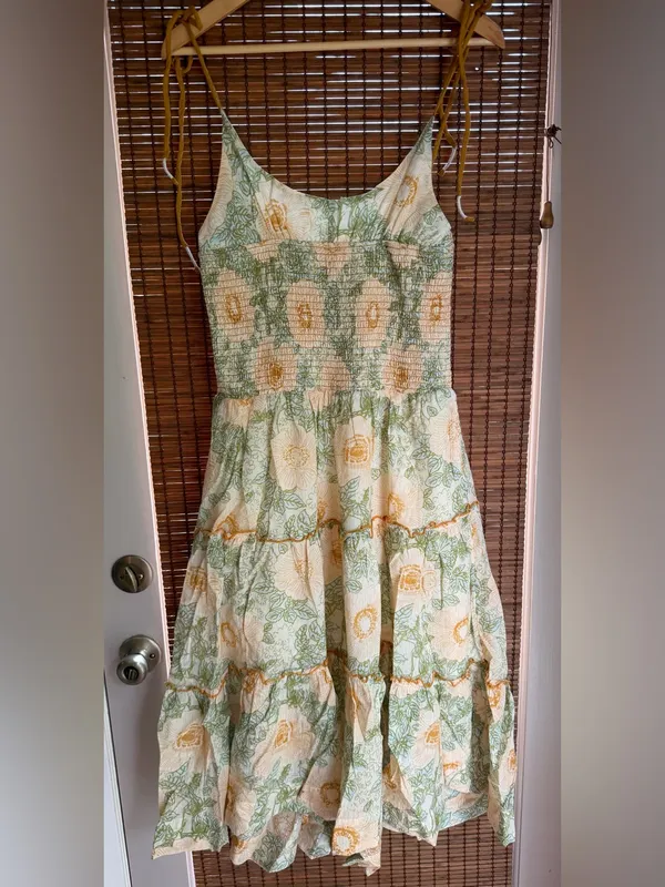 NWT Free People Adriel Floral Midi Dress Ivory Combo M $168 - Image 3