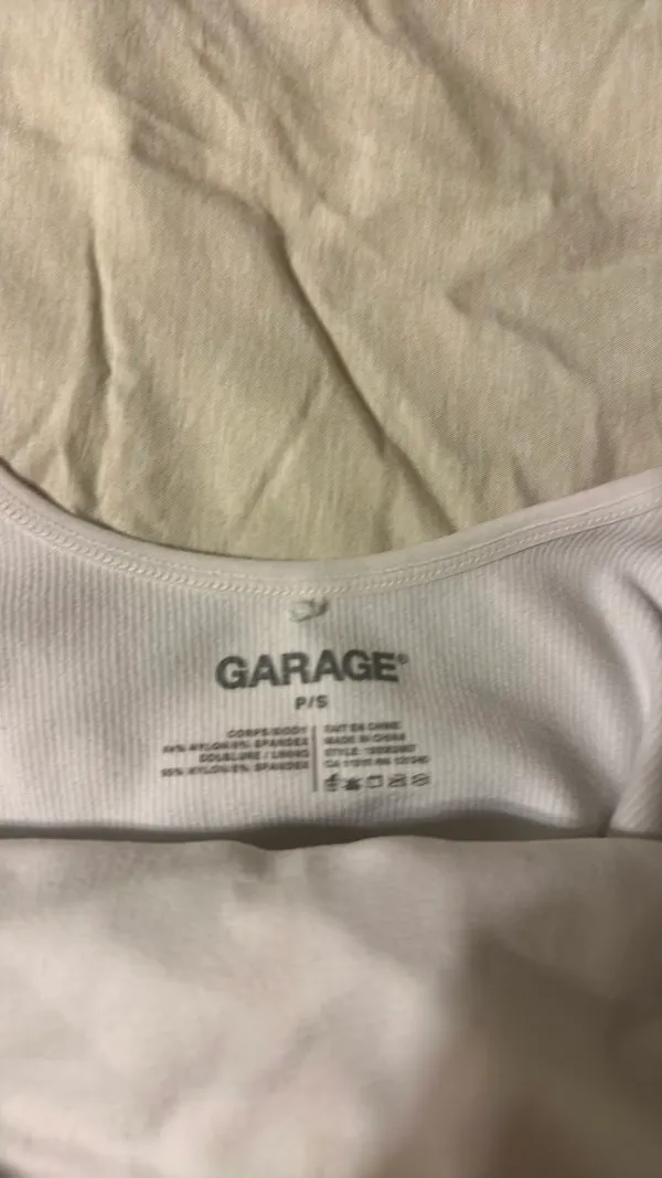 Garage White Crop Top - Image 2