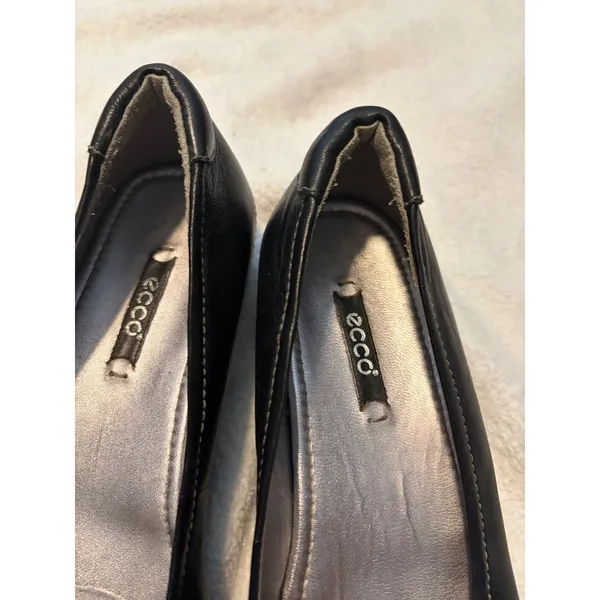 Ecco Black Leather Open Toe Heeled Pumps‎ Buckle Embellished Size 39 - Image 6