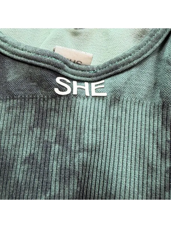 Darc Sport Wolves SHE Seamless Sports Bra S Rare 1 of 500!! Green Marble Tie Dye - Image 5