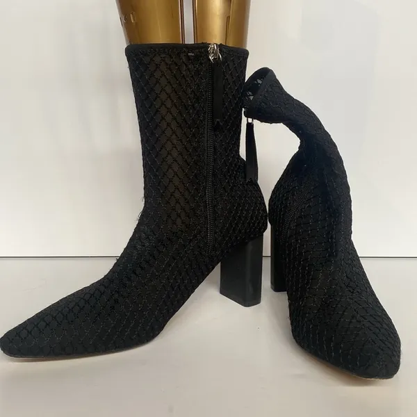 Zara Whimsigoth Mesh Heeled Zip up Booties Black Size 39 US 8.5 - Image 5