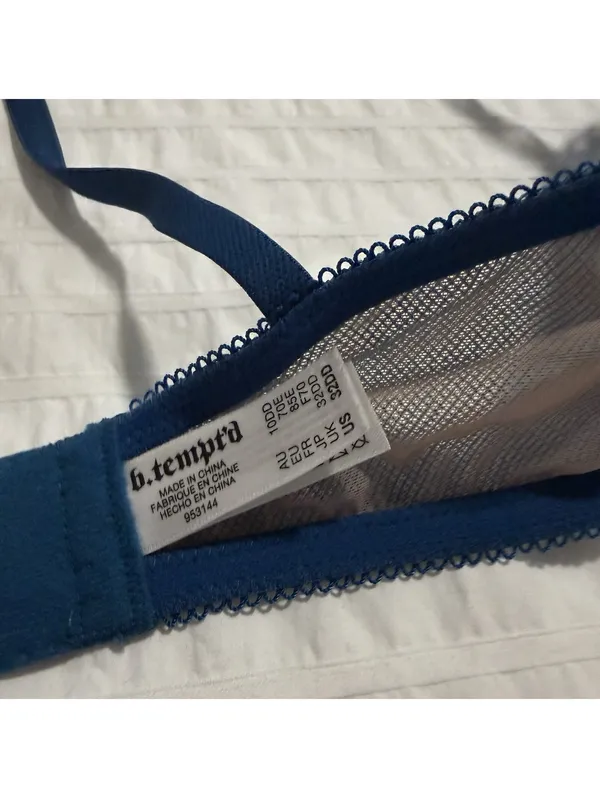 B. Tempt’d Blue Lace Bra 32DD Ciao Bella Balconette 953144 Underwire Lined - Image 8