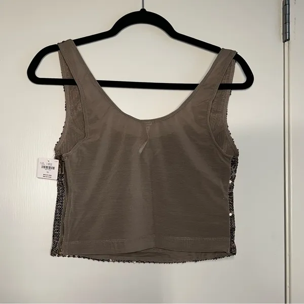 By Anthropologie Sequin Keyhole Tank size XS - Image 6