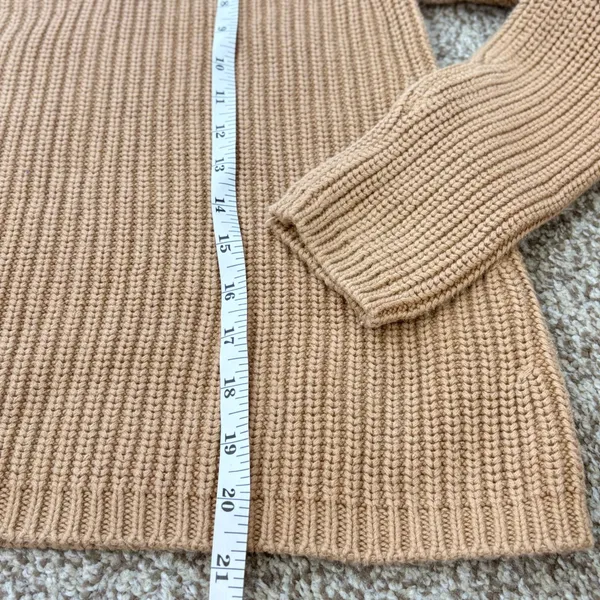 Quince Fisherman Crew Sweater Women XS Camel 100% Organic Cotton Ribbed Knit Top - Image 11