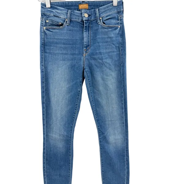 MOTHER The Looker Ankle Fray Skinny Jeans Birds of Paradise Blue Size 26 - Image 5