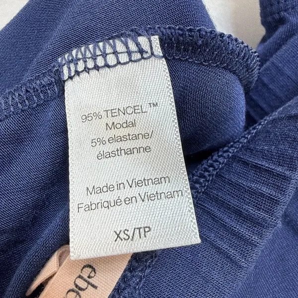 Eberjey Womens Gisele Tencel Modal Long Sleeve PJ Set Size XS Navy Ivory Pajamas - Image 8