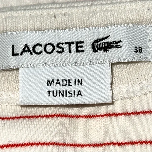 Lacoste Cream and Red Striped Top - Image 11