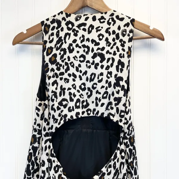 A.L.C. Frank Womens S 100% Silk Dress Leopard‎ Animal Print Cutout Back USA Made - Image 12