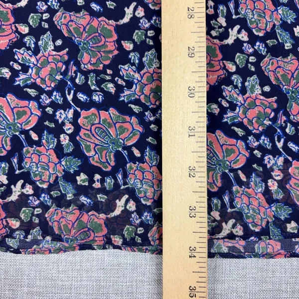 Madewell Dress Womens 6 Blue Floral V-Neck Short Sleeve Fit Flare Lined Chiffon - Image 3