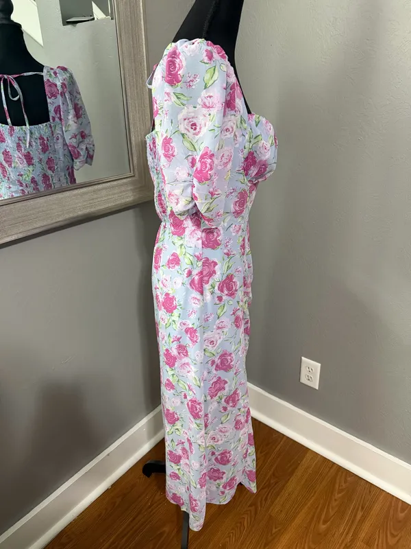 ASTR The Label Floral Milkmaid Cottage-Core Romantic Flowy Midi Dress Medium. - Image 6
