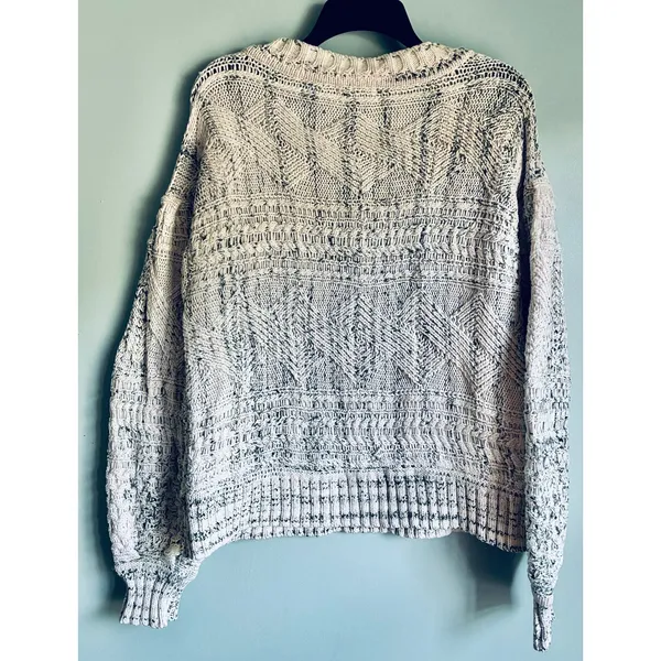 Joie Textured Chunky Knit V-Neck Sweater 100% Cotton Cozy Cottage Medium - Image 4