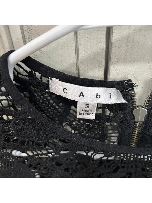 CAbi Black Crochet Lace Top S Dark Romantic Gothic Boho Whimsigoth Witchy - Image 4