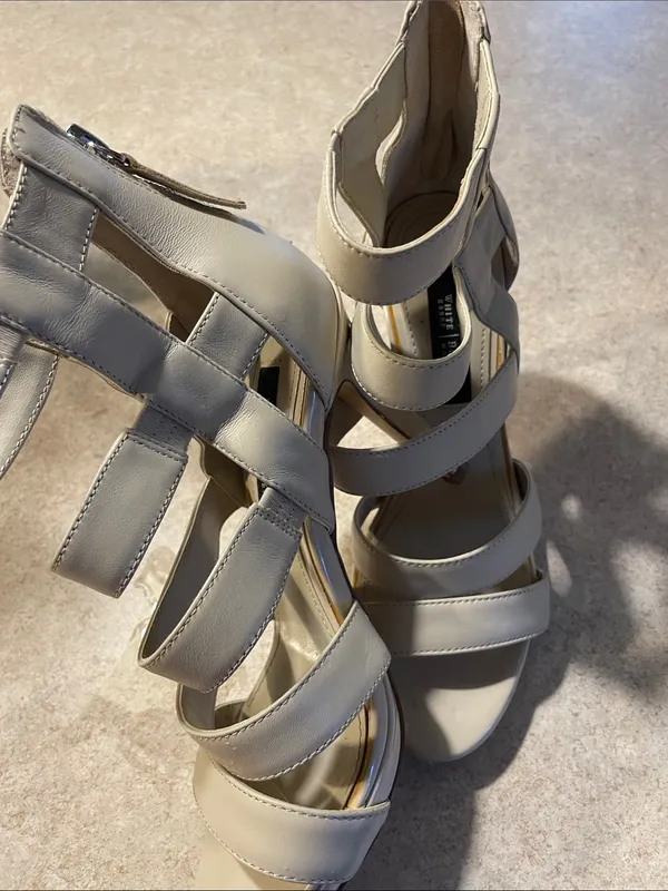 White House Black Market Strappy Open-Toe Heeled Sandals - Cream - Image 8