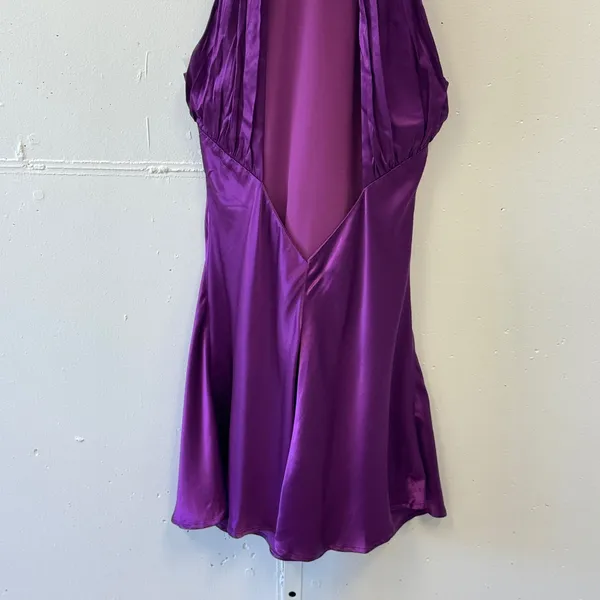 Meshki‎ Purple Satin Halter Mini Dress Open Back Cocktail DR03952WD3 XL Party - Image 6