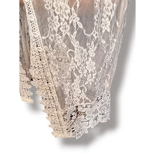 Polly & Esther Lace Duster Vest Sheer Boho Romantic Beach Western Sleeveless Layering Piece - Image 3