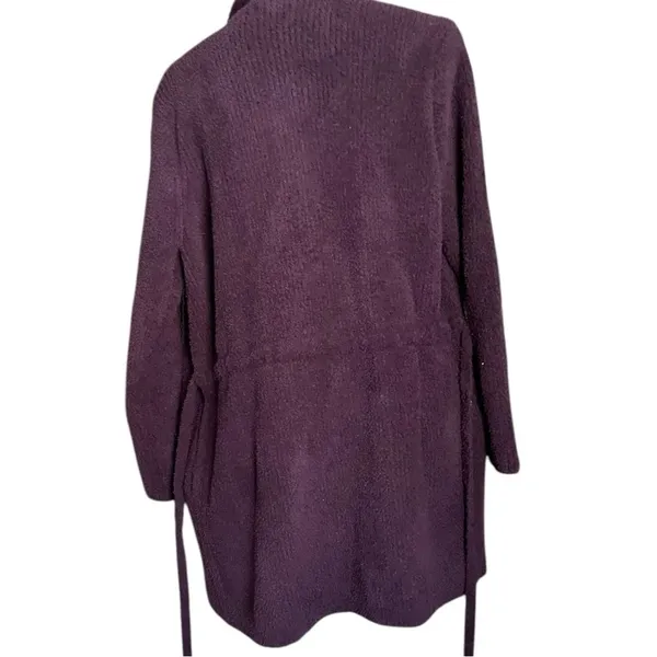 Barefoot Dreams CozyChic Plum Purple Knit Robe Size L Soft Lounge Sweater - Image 9