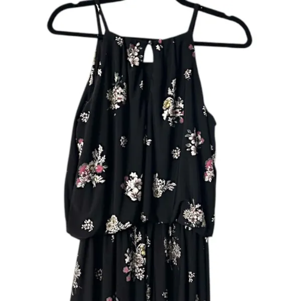 Maurices Black‎ Floral Halter Maxi Dress S Wedding Cruise Vacation Cottagecore - Image 16