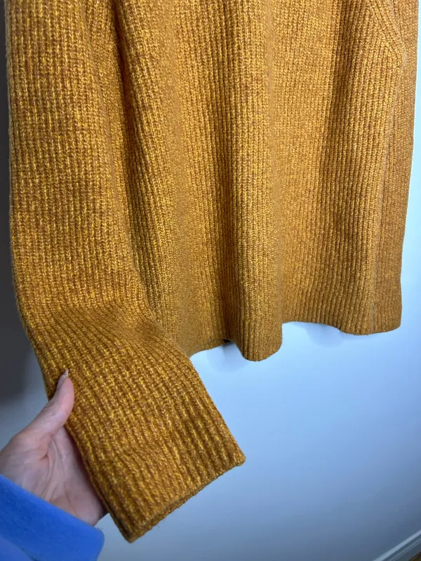 Abercrombie & Fitch Soft A&F yellow cotton blend ribbed-knit sweater size medium - Image 4