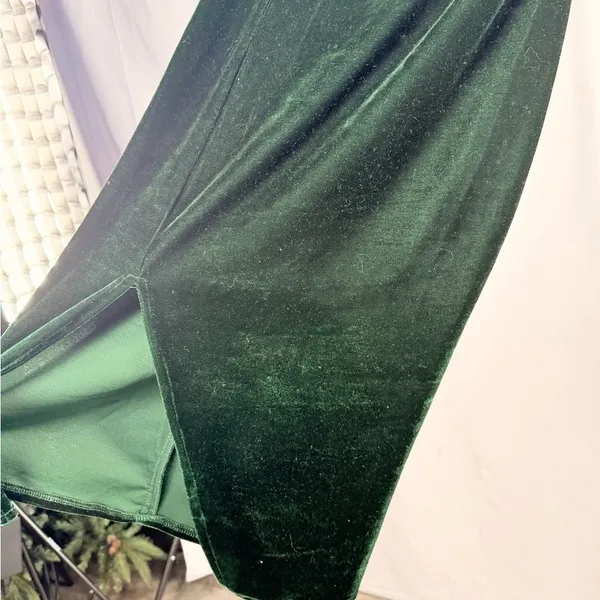 Lulus Hey Baby Velvet Strapless‎ Midi Dress in Emerald Green Size Medium - Image 5