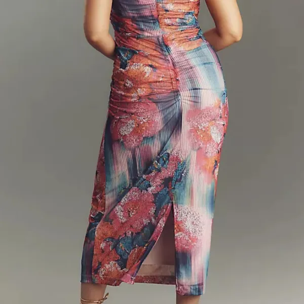 Anthropologie The Soleil Slim Strapless Ruched Mesh Dress (NEW Large) - Image 5