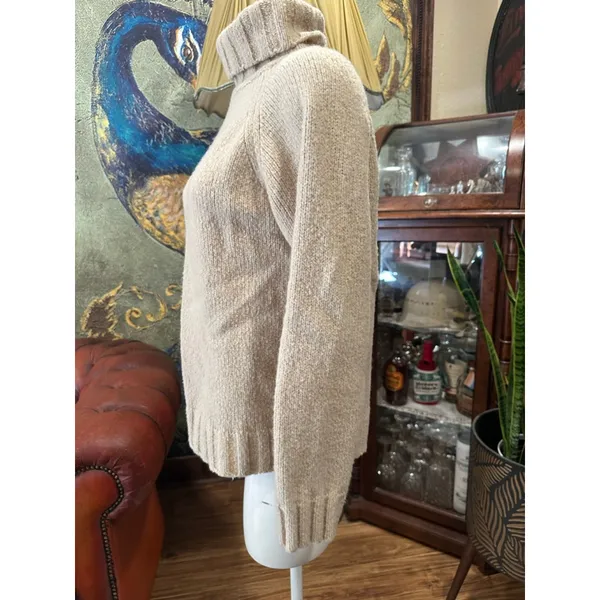 J.CREW Beige Merino Wool Turtleneck Sweater S - Image 3