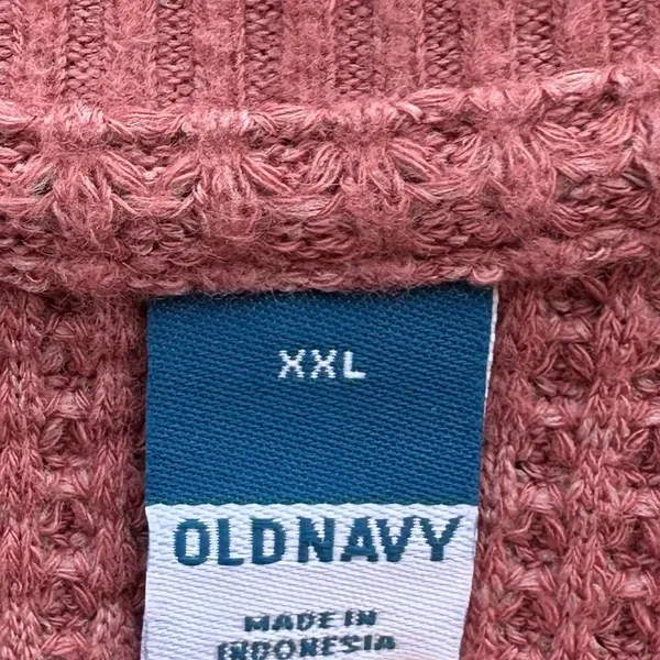 Old Navy Cozy Shrunk Waffle Knit Henley Sweater in Pink Bamboo Sz XXL - Image 4