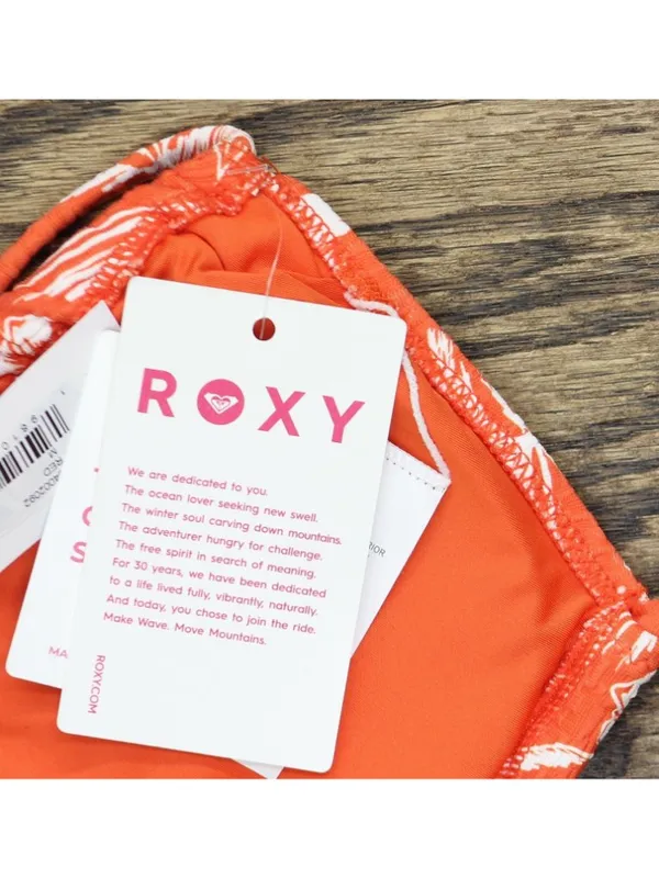NWT Roxy Double Strap Triangle Bikini Top 434002092 Red Orange Palm M - Image 7