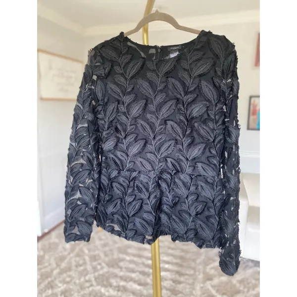Ann Taylor Leaf‎ Sheer Blouse Lace Elegant Autumn Coquette Romantic Quiet Luxury - Image 2