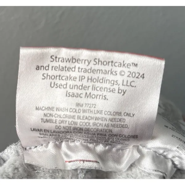 Strawberry Shortcake Sweat Shorts Size Large Gray Drawstring Lounge Novelty Cute - Image 7